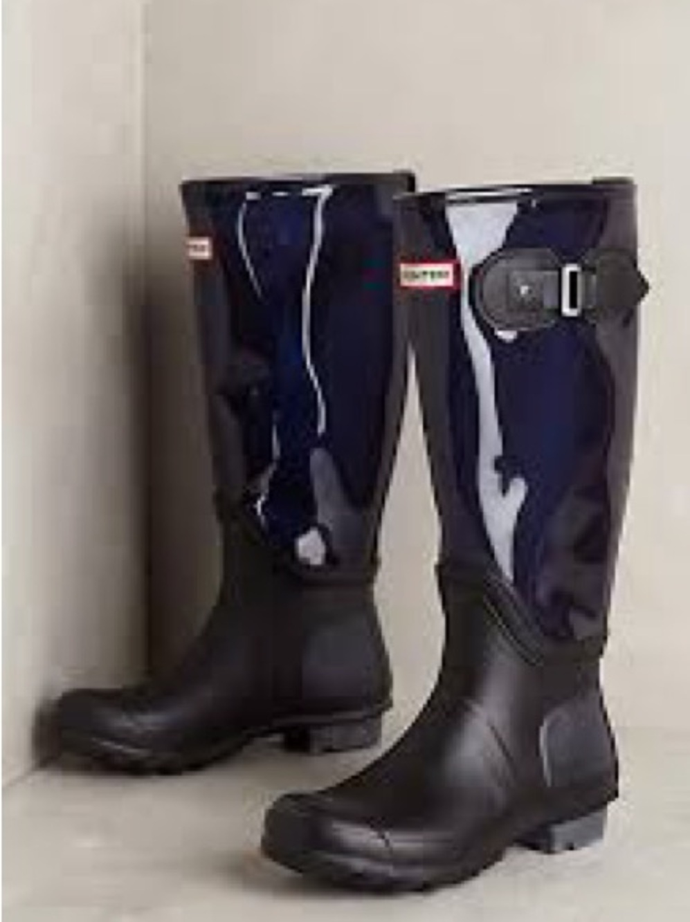 Hunter Original Tall Clear Leg Rain Boots Rare size 5.5 Midnight Blue